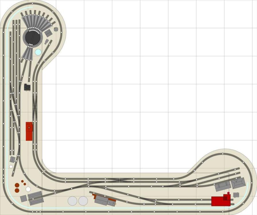 IF YOUR PRIMARY INTEREST IS IN RUNNIG A TRAIN OR TWO WITH YOUR STEAM FLEET THEN THIS SINGLE-TRACK BEDROOM SIZE LAYOUT WILL SUIT YOU. FEATURING A MODEST ROUNDHOUSE AND BACKSHOP FACILITIES.