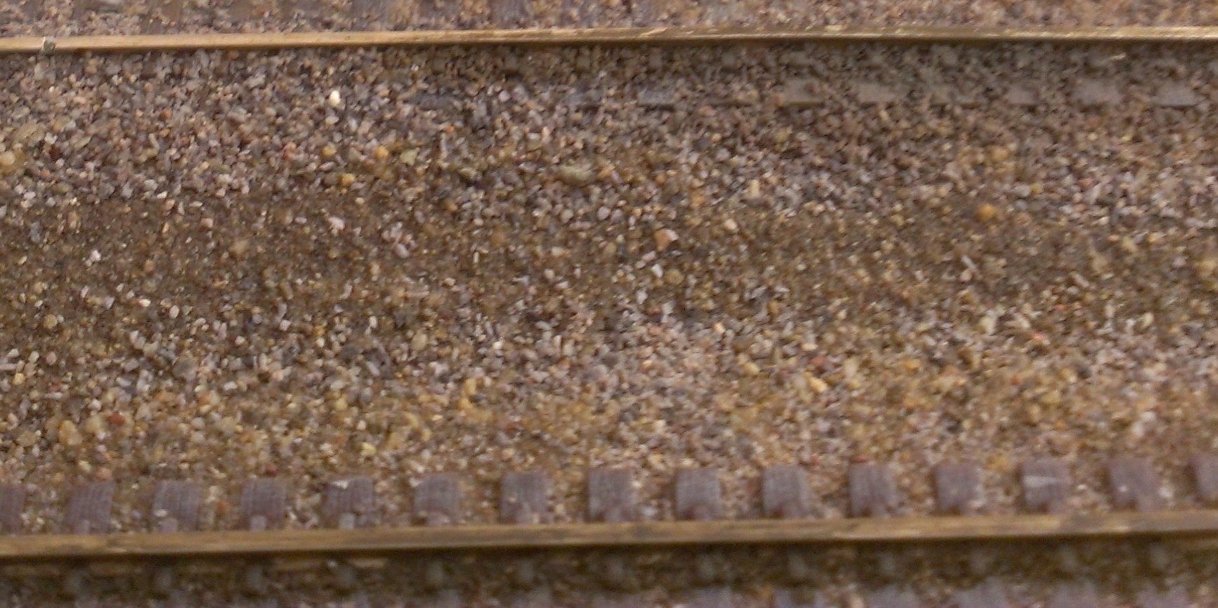 Extreme closeup of N Scale ballast