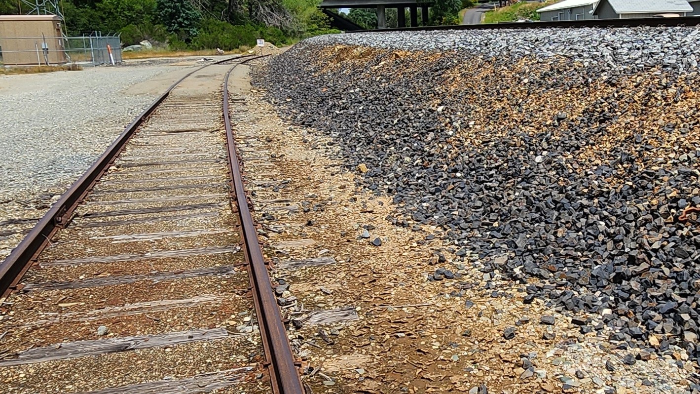 A prototype ballast shoulder on a section of fill